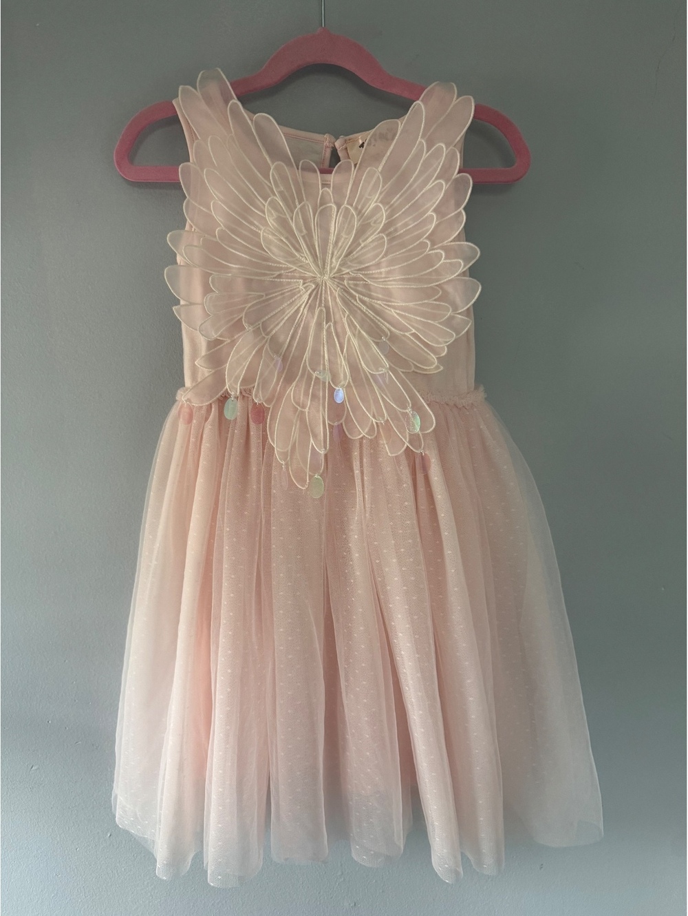 Totolano Girls' Pink Angel Wing Tulle Dress Size 4-5